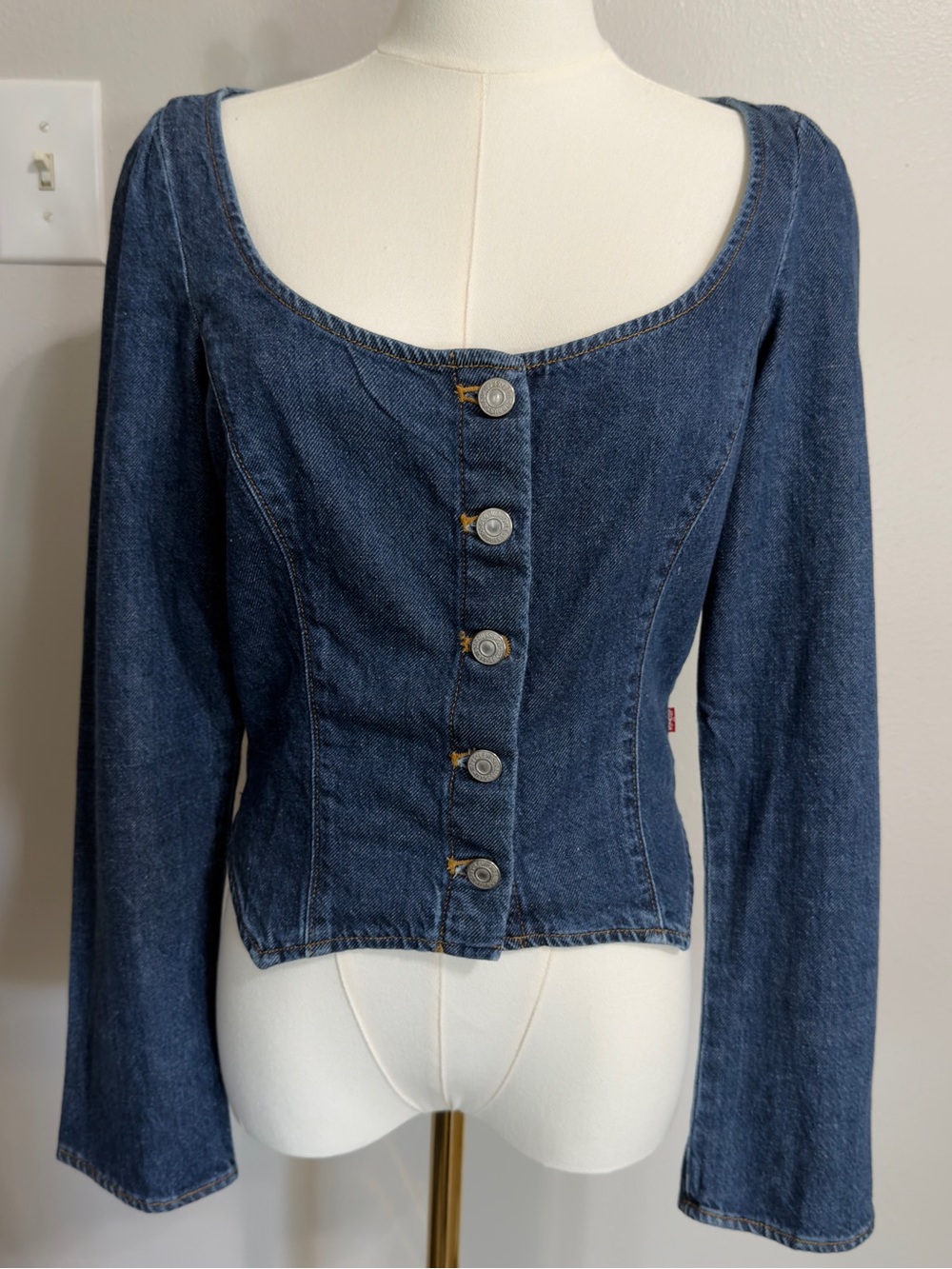 Levi's Weston Denim Long Sleeve Corset Blouse